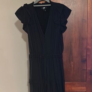 Paige  Black Ruffle Sleeve maxi Dress small NWOT